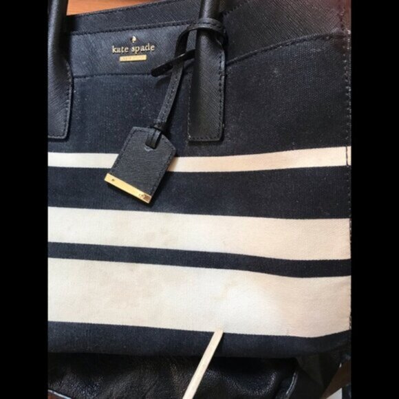 Kate Spade CAMERON Street Stripe Candace Satchel Tote Crossbody Canvas Leather - Picture 7 of 16
